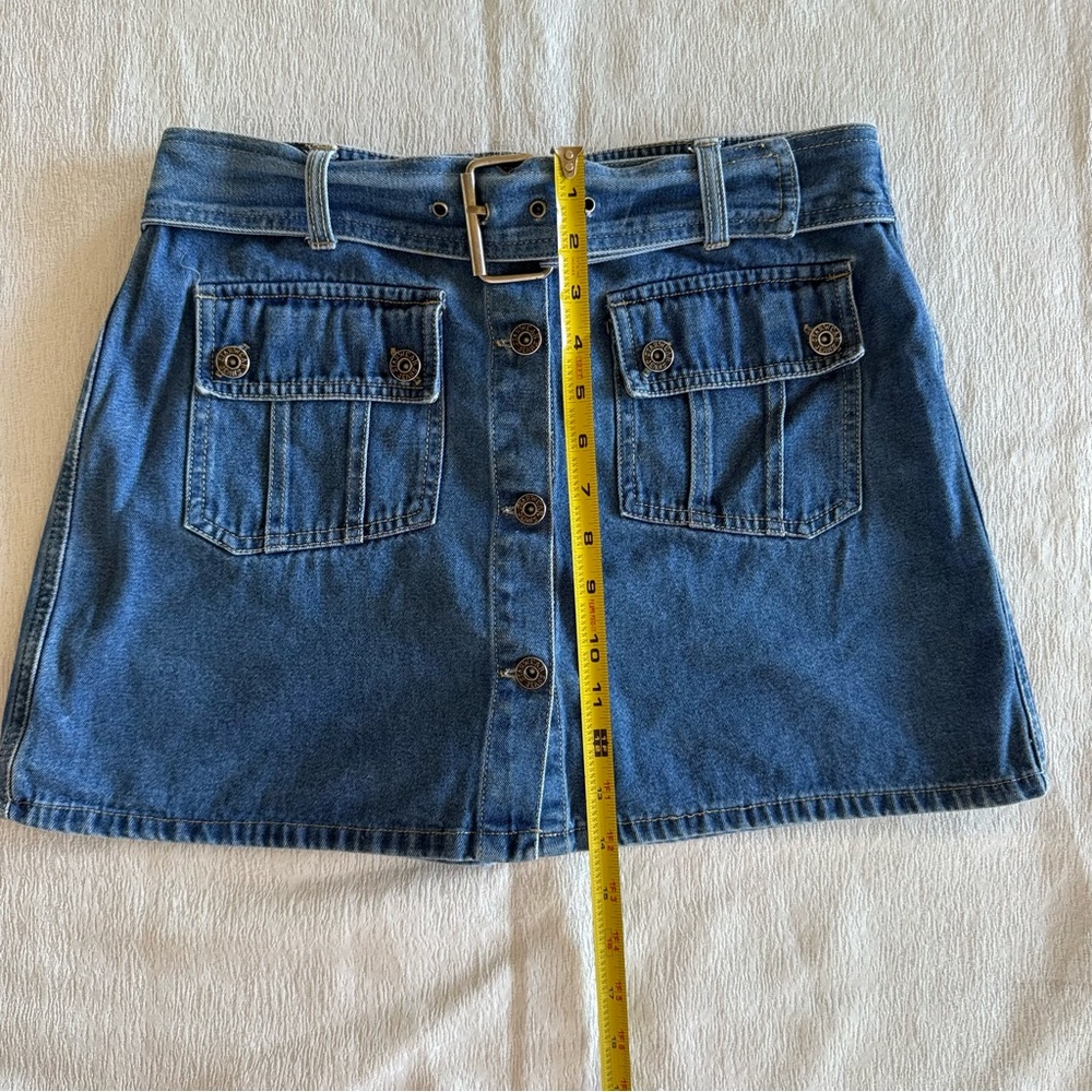 Womens Size 7/8 Denim Mini Skort Belted Cargo Pockets Y2K - Picture 9 of 13